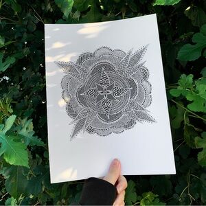 Abstract Floral mandala art original drawing